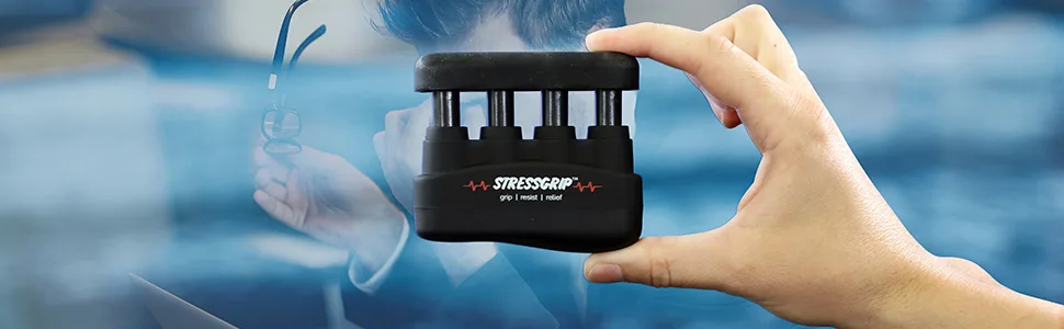 StressGrip - Stress Relief for Adults (Large) - A Stress & Anxiety Relief Device - Comfortable Hand Exerciser - Stress Reliever & Hand Gripper - Black Large (Pack of 1) - Stress Management Device