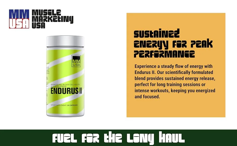 Endurus II: Athletic Performance Enhancer - Superior Stamina Energy Boost Combat Fatigue Speeds Muscle Recovery Mental Focus Support - Cycling Performance, Swimming Health, Boxing Training, Football Workout, Racing Exercise