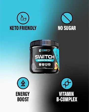 Switch Brain Boosting Nootropic Energy Supplement Increase Mental Focus & Cognitive Function Enhances Mood & Memory Alpha GPC Ashwagandha Sugar Free Energy Powder-Keto Strawberry Lemonade - Corebody Nutrition Switch, Brain Boosting Energy Nootropic Drink, B vitamins, Ashwagandha, AlphaGPC