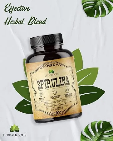 Beet Root Capsules - Herbal Supplement for Athletic Performance Natural Nitric Oxide Booster & Liver Support - Natural Energy Booster for Men & Women - 100 Caps - Spirulina