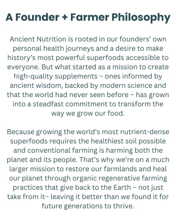 Ancient Nutrition Grass Fed Whey Protein Vanilla Bean 23g Protein 20 Servings Hydrolyzed Collagen Peptides Organic Regenerative A2/A2 Milk Protein - Brand Story