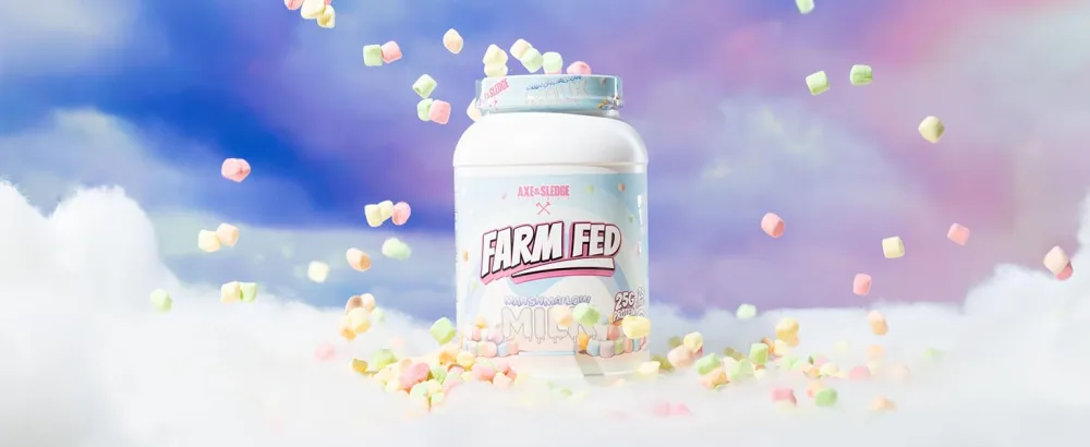 Axe & Sledge Supplements Farm Fed Grass-Fed Whey Protein Isolate Digestive Enzymes 22 Grams Protein 30 Servings (Dippin' Dots Birthday Cake Ice Cream) - Farm Fed Marshmallow Milk