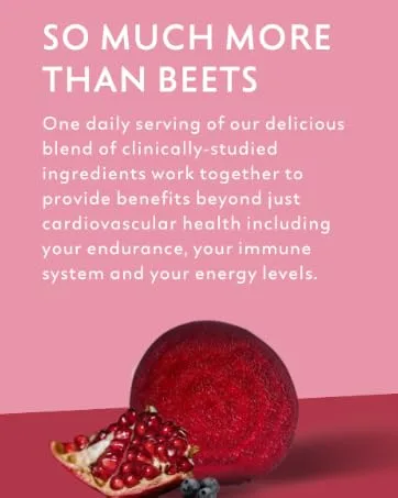 Beets+ 100% Organic Beet Root Powder Blend with Vitamins & Prebiotics for Blood Pressure Support - Beetroot Juice Powder for Heart Health - Beets