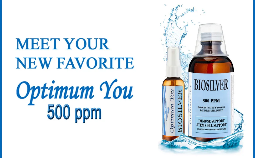 BIOSILVER | Colloidal Silver Liquid | 500 ppm Extra Strength 8 oz with Spray Bottle | Immune & Stem Cell Support | Wound Care & Superior Healing - Optimum You Biosilver, Optimum Immune Support, Stem Cell Support, Skin Beauty, Colloidal Silver