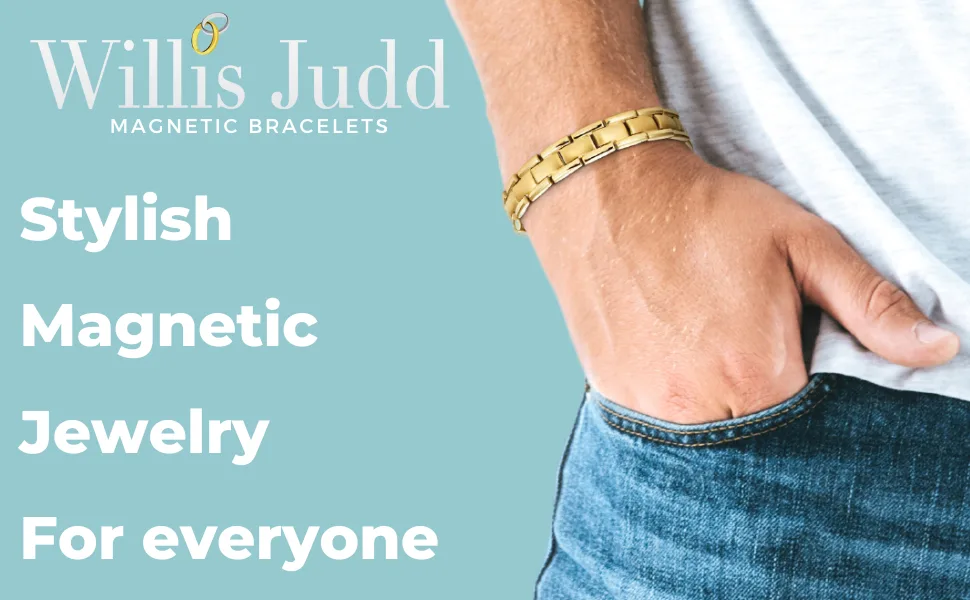 Willis Judd Mens Magnetic Bracelet - Best magnetic therapy bracelet for men pain relief gold bracelet for arthritis