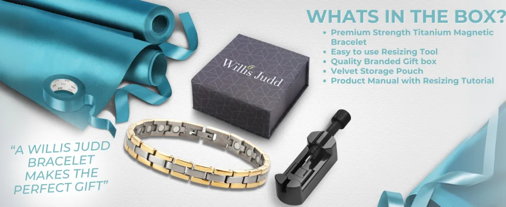 Willis Judd Womens Magnetic Bracelet - Willis Judd Titanium Magnetic bracelet with Gift Box and resizing tool