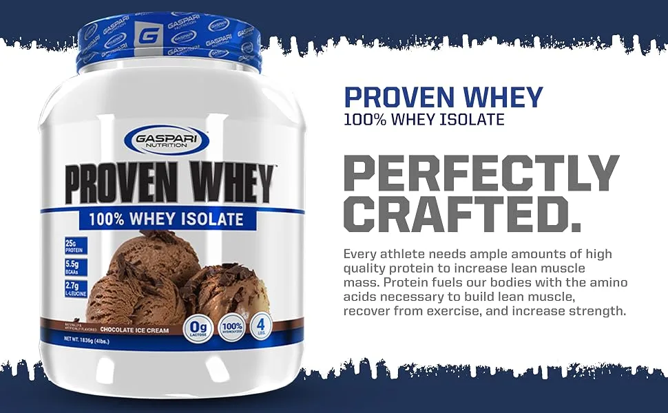 Gaspari Nutrition Proven Whey 100% Hydrolyzed Whey Isolate High Protein Lactose Free Low Carbohydrate and Low Sugar (4lb Vanilla Ice Cream) - product information 16
