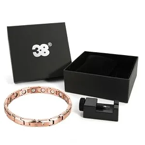38 Black Elegant Stainless Steel Magnetic Bracelet for Women Lymphatic Detoxification with Free Link Removal Tool - package