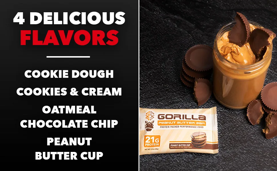 Gorilla Mind Protein Bars (Cookie Dough) - 20g High-Performance Protein Bar/Incredible Taste And Texture/Emphasis On Whey Protein Isolate - Protein Bars