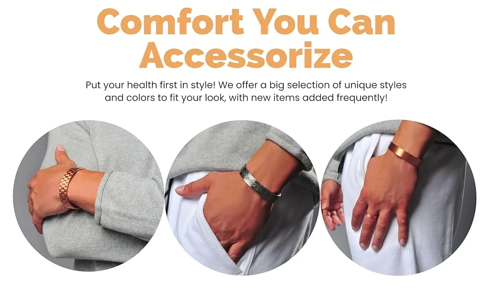 Original Copper Magnetic Cuff Bracelet for Men & Women – Silver Braided Style – Adjustable - Ultra Strength - Cool