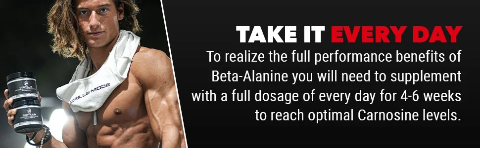 Gorilla Mode Beta-Alanine – Carnosine Precursor/Enhanced Muscular Endurance / 3.2 Grams per Servings - Beta Alanine