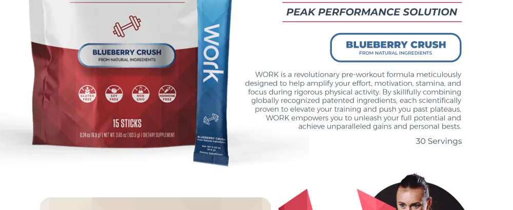 IDLife | IDFitness: Work - Peak Performance Solution Revolutionary Pre-Workout Powder to Amplify Effort Motivation Stamina and Focus. Patented Ingredients for Unparalleled Gains - 15 Sticks - IDLife