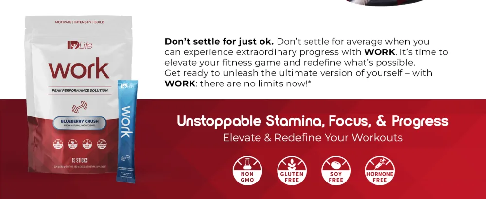 IDLife | IDFitness: Work - Peak Performance Solution Revolutionary Pre-Workout Powder to Amplify Effort Motivation Stamina and Focus. Patented Ingredients for Unparalleled Gains - 15 Sticks - IDLife