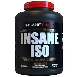 Insane Labz Insane ISO Whey Protein Powder featuring 25g of Hydrolyzed Whey Isolate 60 Servings Chocolate - Insane Iso