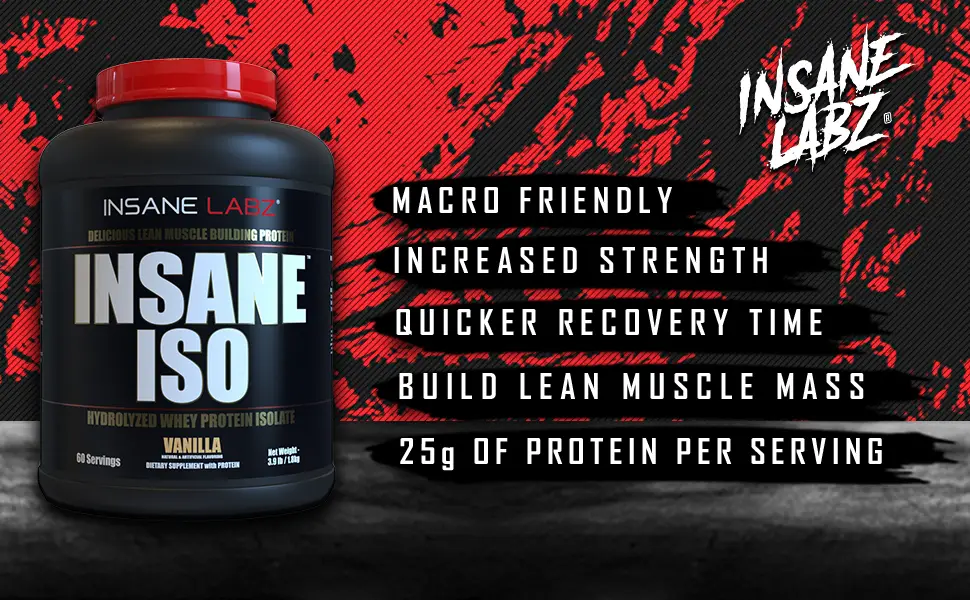 Insane Labz Insane ISO Whey Protein Powder featuring 25g of Hydrolyzed Whey Isolate 60 Servings Chocolate - Insane Iso