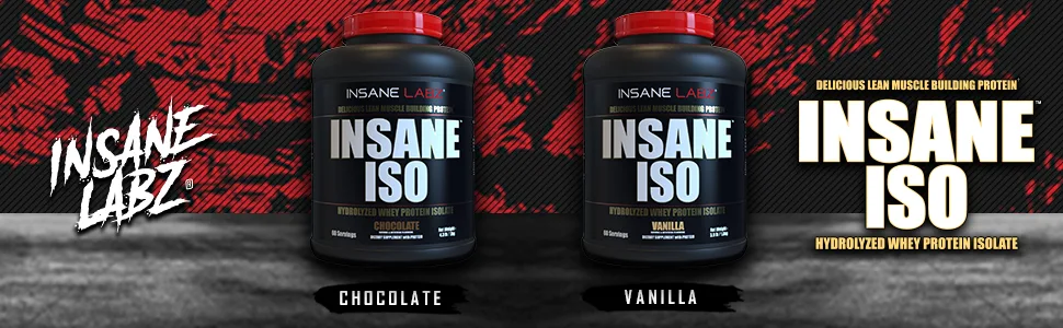 Insane Labz Insane ISO Whey Protein Powder featuring 25g of Hydrolyzed Whey Isolate 60 Servings Chocolate - Insane Iso Flavors