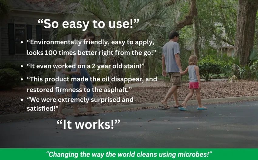 ACT Asphalt Cleaner (2.5LBS) - amazon customer reviews, 2 year old stain, restored firmness to asphalt