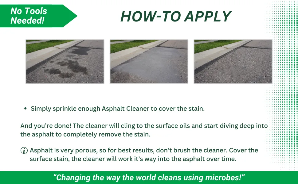 ACT Asphalt Cleaner (2.5LBS) - how to apply asphalt cleaner, cover surface, best results, don