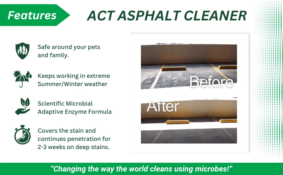 ACT Asphalt Cleaner (2.5LBS) - keeps working in summer heat, scientific formula, continues working for weeks