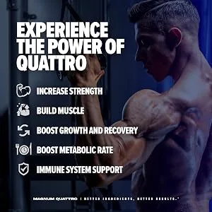 Magnum Nutraceuticals Quattro - Peanut Butter Cups 2LB - May Support Muscle Growth & Recovery - Magnum