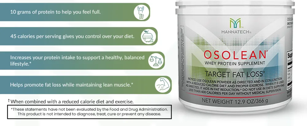 Mannatech Protein Powder OsoLean (Canister) 12.9 oz - OsoLean