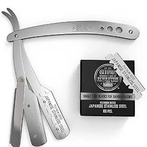 Straight Edge Barber Razor for Close Shaving - Professional Straight Blade Razor for Men with 100 Single Edge Blades- Mens Straight Razor Kit - product information 8