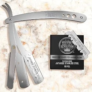 Straight Edge Barber Razor for Close Shaving - Professional Straight Blade Razor for Men with 100 Single Edge Blades- Mens Straight Razor Kit - product information 9
