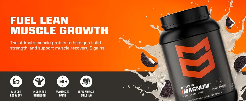 MTN OPS Magnum 100% Whey Isolate Protein Powder - 32 Servings Peanut Butter Chocolate - fuel lean muscle growth