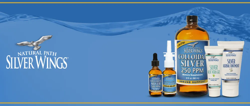 Natural Path Silver Wings Colloidal Silver 150ppm (750mcg) w/ Olive Leaf - Immune Support Supplement - 1oz Spray - silver wings