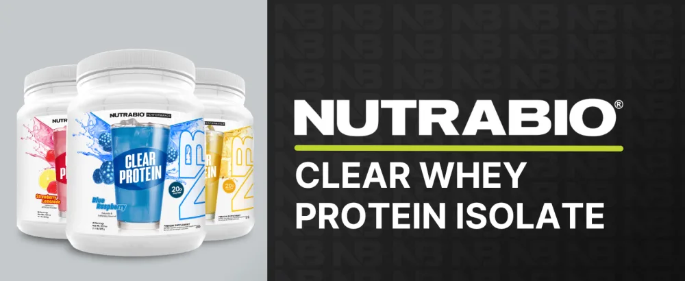 NutraBio Clear Whey Isolate Protein Powder Delicious & Refreshing Fruit Flavors Protein Juice No Milky Taste No Foam Zero Sugar Blue Raspberry 20 Servings - Clear Whey Protein