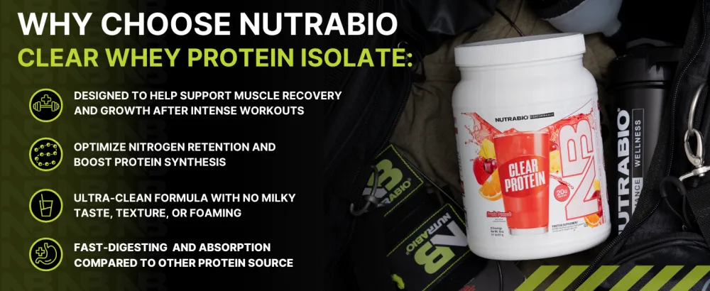 NutraBio Clear Whey Isolate Protein Powder Delicious & Refreshing Fruit Flavors Protein Juice No Milky Taste No Foam Zero Sugar Blue Raspberry 20 Servings - Why choose nutrabio clear whey protein isolate