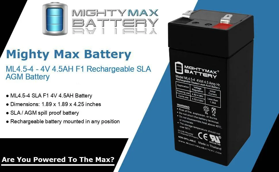 Mighty Max Battery 4 Volt 4.5 Ah SLA Battery for Fi-Shock Electric Fence - product information 32