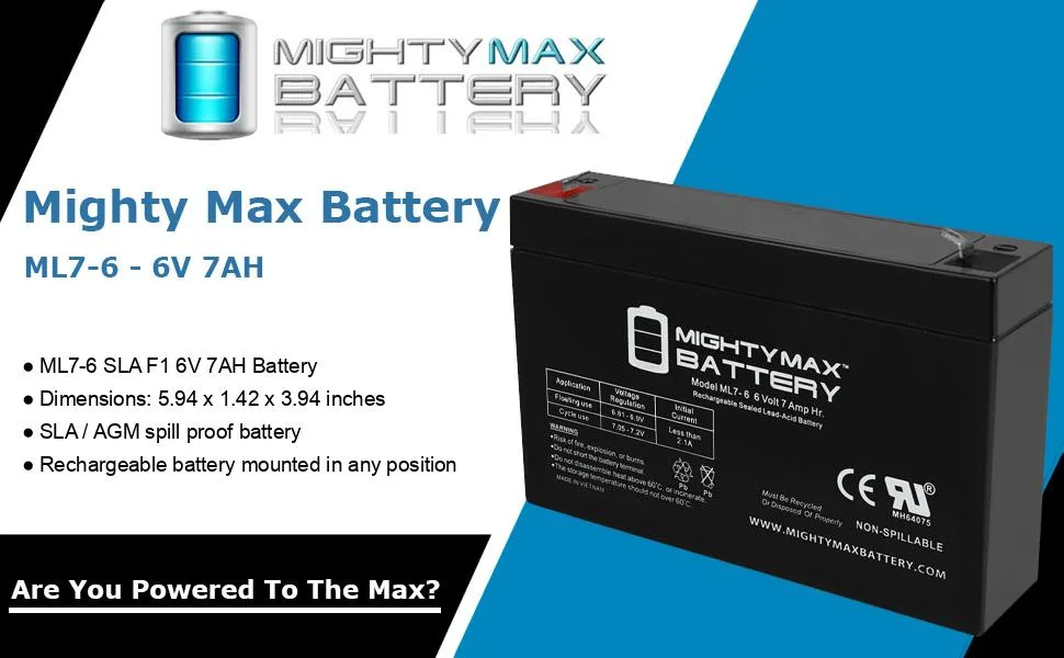 Mighty Max Battery 6 Volt 7Ah Replacement Battery for PS-682 and ES8.2-6S - product information 32