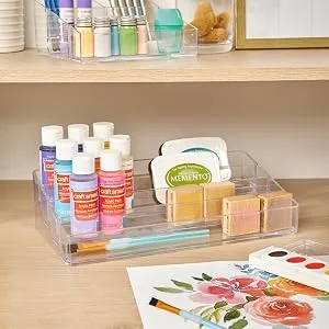 STORi Clear Plastic Multi-Level Vanity Organizer | Rectangular 4-Tier Holder for Makeup, Eyeshadow Palettes, & up to 40 Nail Polish Bottles | Made in USA - 5818 Craft