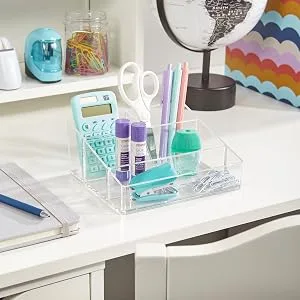 STORi Clear Plastic Multi-Level Vanity Organizer | Rectangular 4-Tier Holder for Makeup, Eyeshadow Palettes, & up to 40 Nail Polish Bottles | Made in USA - 5819 Office