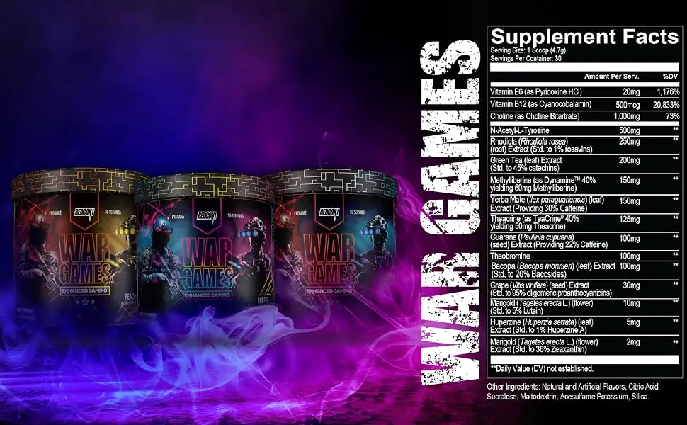 REDCON1 War Games RGB-Fuel - Keto Friendly Focus Formula - Focus Supplement with Nootropics + Green Tea Extract - Low Caffeine Yerba Mate with TeaCrine & Dynamine (30 Servings) - product information 9