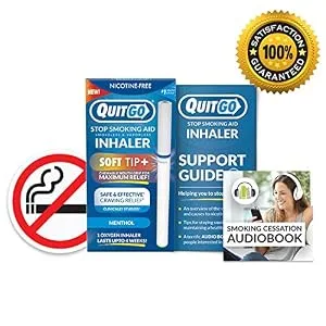 Stop Smoking, Smokeless Inhaler with Soft Tip Chewable Mouth Grip for Maximum Relief, Oral Fixation Support, Clinically Studied, Oxygen Inhaler Quit Smoking Aid (Fresh Mint, 1 Pack) - QuitGo