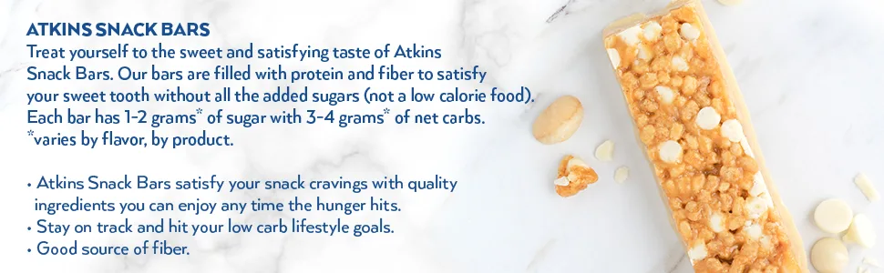 Atkins Snack Bar Caramel Apple Pie Naturally Flavored Good Source of Protein and Fiber Low Carb Low Sugar (30 Bars) - Atkins Snack Bars