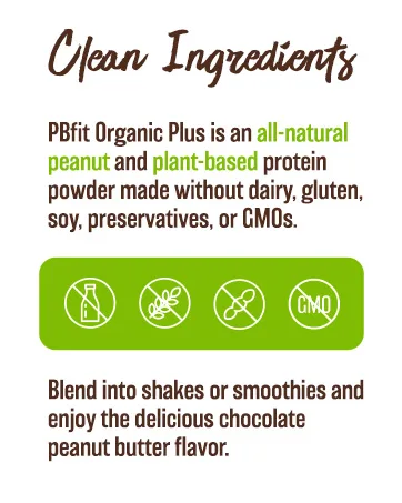 PBfit Vegan Organic Peanut Butter & Chocolate Plus Powder 1 Pound - pbfit organic plus protein