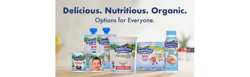 Stonyfield Organic Kids Blueberry Lowfat Yogurt, 3.5 oz. Pouch, Single Serve  Includes Live Active Cultures - Group