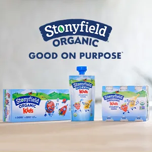 Stonyfield Organic Kids Blueberry Lowfat Yogurt, 3.5 oz. Pouch, Single Serve  Includes Live Active Cultures - Three Products