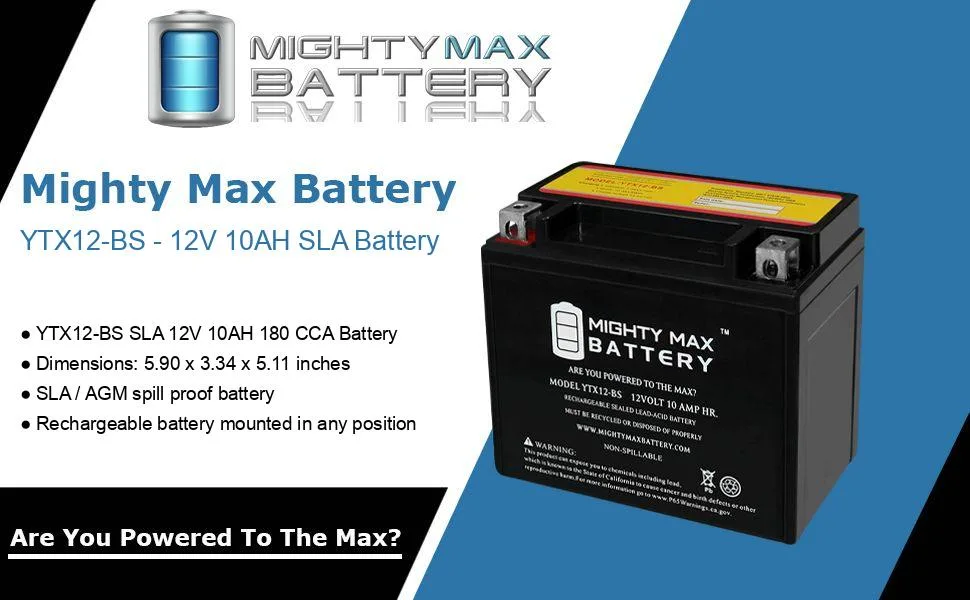 Mighty Max Battery YTX12-BS 12V 10Ah Replacement Battery for Dynavolt YTX12-BS - product information 32