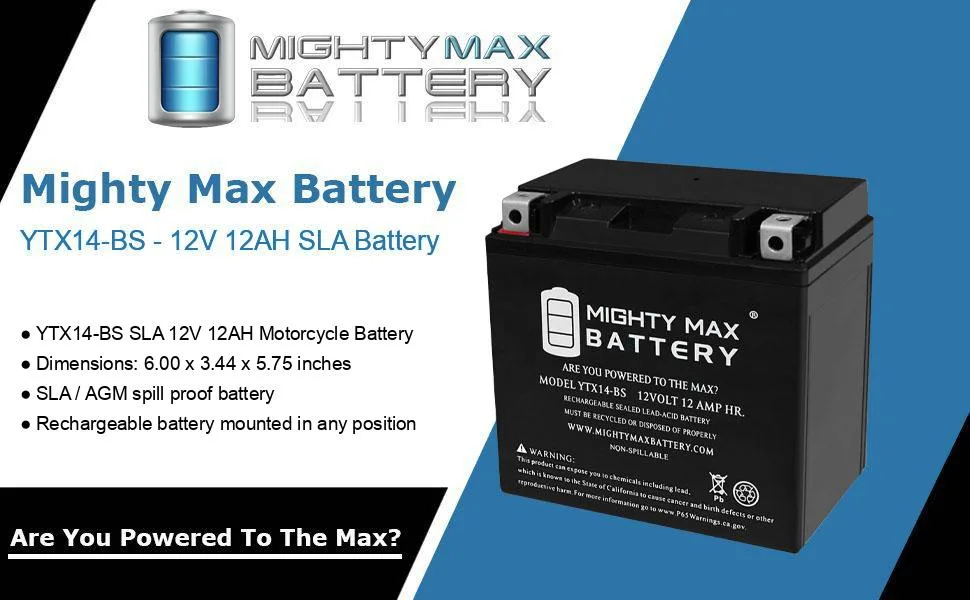 Mighty Max Battery YTX14-BS Replacement Battery for Suzuki AN650 Burgman (2003-2009) - product information 32