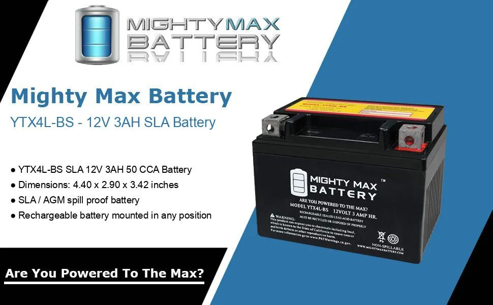 Mighty Max Battery YTX4L-BS SLA Replacement Battery for Snapper Walk Mowers 21401PS - product information 32