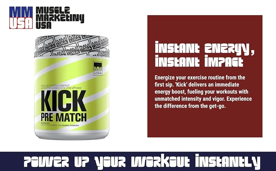 Master the Pitch: Kick - Transforming Soccer Dreams into Victories. Energy Surge Muscle Power Stamina Fuel Sharp Focus Endurance & Immune Boost + Joint Support - Pre Workout, creatine powder, boxing, ufc, mma, Soccer, Football, bcaas amino acids, Athletic Fuel