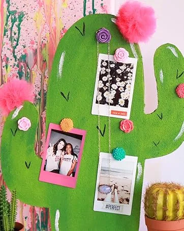 Glitter Clean Up Roller by Recollections™ - A cactus shaped bulletin board with polaroid photos on it