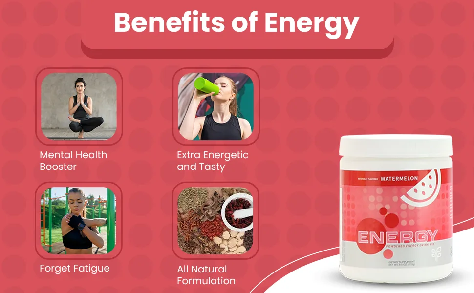 PURE Energy with Wheat Grass Watermelon Sugar-Free Powder Mix Dietary Supplement Net Wt. 9.5 oz (270g) - energy drinks sugar free supplements focus amino acids caffeine powder high protein mix sport