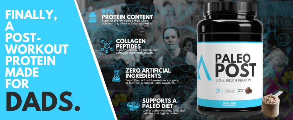 Paleo Post Beef Protein Powder - Collagen Peptides - Grass Fed Bone Broth Beef Protein - 21g Protein - Gut Keto and Paleo Friendly -30 Servings (Chocolate) - Protein for Dads