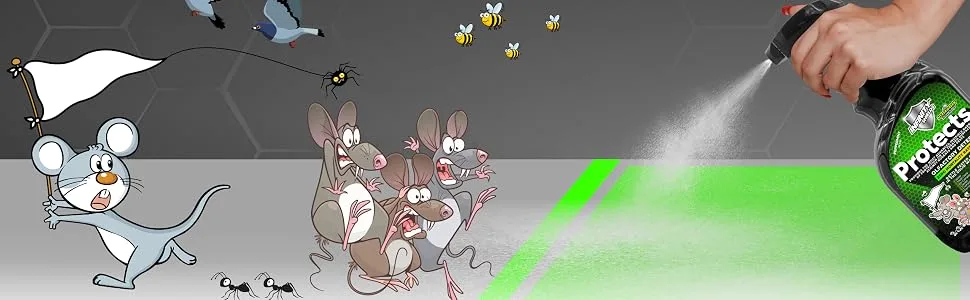 Protects™ Olfactory Deterrent & Odor Eliminator - Prevents Rats from Chewing Wires Cables Harnesses & Nesting. Drives Pests Away Without Harm 65 oz Concentrated (Peppermint) - Infinity Shields Protects Pest Olfactory Deterrent & Odor Eliminator