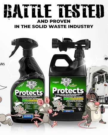 Protects™ Olfactory Deterrent & Odor Eliminator - Prevents Rats from Chewing Wires Cables Harnesses & Nesting. Drives Pests Away Without Harm 65 oz Concentrated (Peppermint) - protects